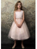 Satin Tulle Flower Girl Dress With Rhinestone Belt
